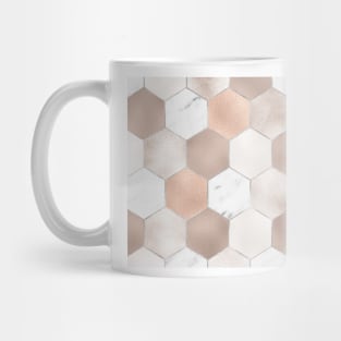 Rose pearl and marble hexagons Mug